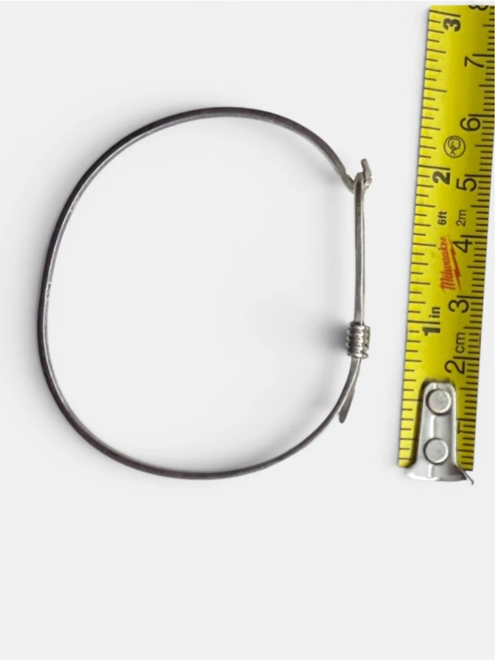 925 Sterling Silver Modernist Hook Bangle Bracelet Handmade Minimalist Artisan